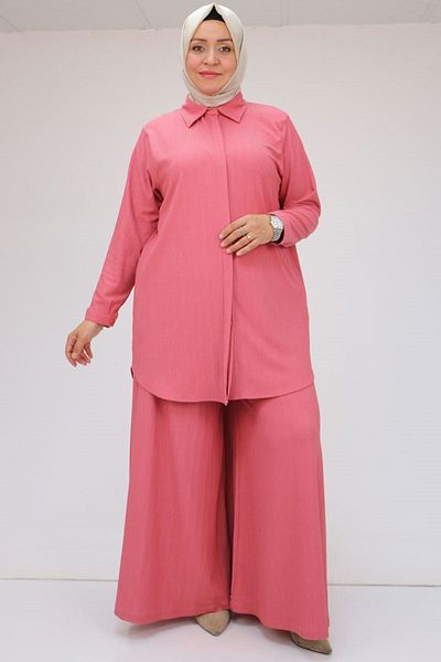 Eslina 47073 Σετ παντελόνι Dusty Rose Twist Plus Size