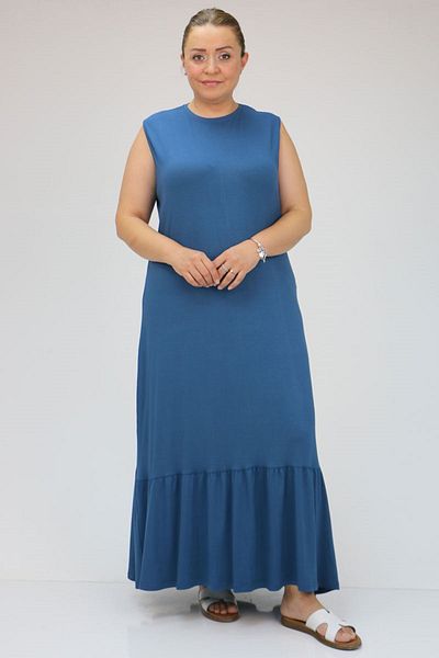 Eslina Φόρεμα εσωρούχων 42019 Plus Size Petrol Color με βολάν φούστα