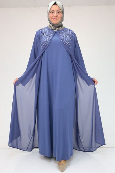 Eslina 42020 Σετ σιφόν Plus Size - Stone Printed Sandy, Indigo