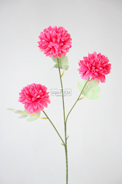 Yapay Çiçek Deposu Yapay Çiçek 3lü Top Karanfil Dalı 62 cm Fuşya
