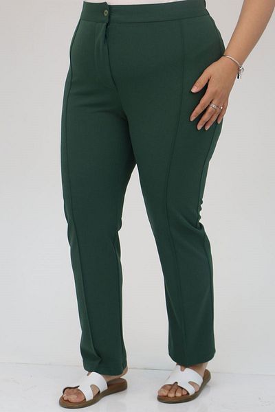 Eslina 49008 Large Size Emerald Scuba Pants - Striped