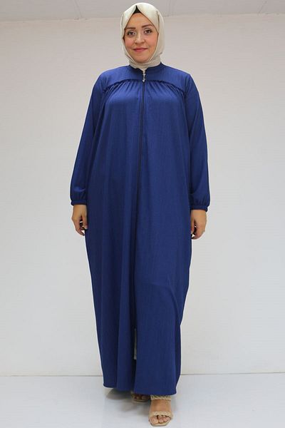 Eslina 46011 Μεγάλο μέγεθος Navy Blue γιακά και βολάν με φερμουάρ Ferace