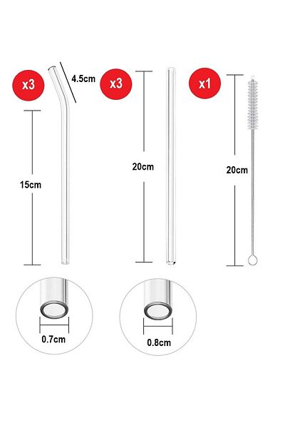 HUBBYCHEF Transparent Glass Pipette Set of 6 Cleaning Brush
