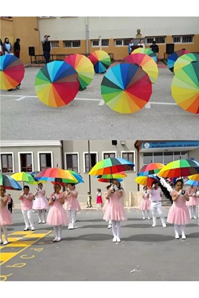 sfs elektrik GÖKKUŞAĞI ÇOCUK ŞEMSİYESİ GÖSTERİ ŞEMSİYESİ OKUL GÖSTERİ SHOW ŞE...