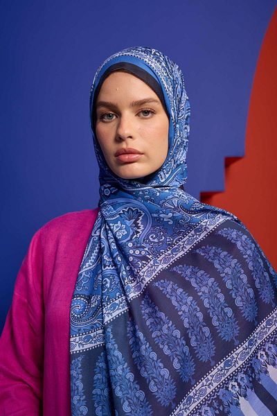İpekhan Μαλακό σάλι Marrakech Collection Navy Blue Black 3049-04