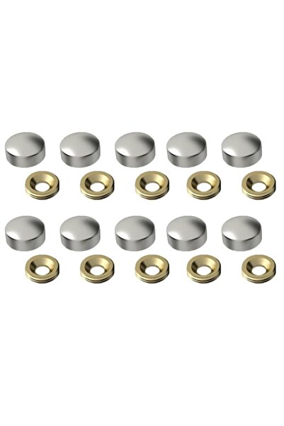 ZUBİZUBİ 10 Adet Dekoratif Vida Kapağı 15 Mm Vida Gizleyici Krom Pta