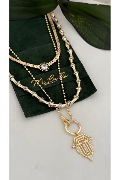 Brillo Gold İnce Hasır, Zirkon Taşlı Boru Boncuk, Halkalı Küçük Şovalye Meyra...