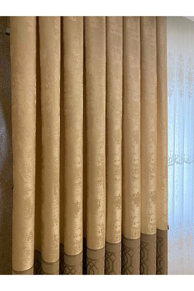NİVEMESHOME Yakut Mink Beige Nis - 1/3 Thick Pleat Background Curtain Apm