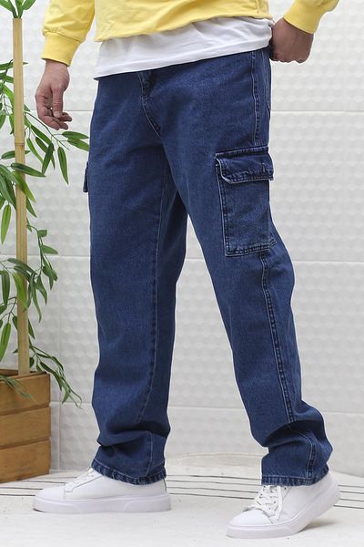 WAFRA Men's Relaxed Cut Baggy Jeans with Cargo Pockets