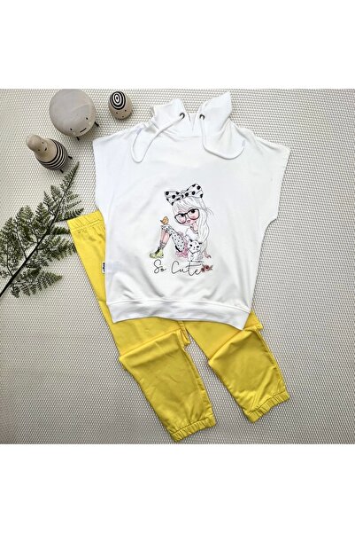 Narnuga Mi̇rayli̇fe 3-4-5 Years Old Hooded Cute Girl Printed Short Sleeve Set...