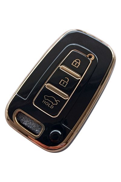 Kasey Kia Sportage Rio Soul Optima Sorento Compatible Smart Control Case Auto Keychain 3 Keys Black Gold
