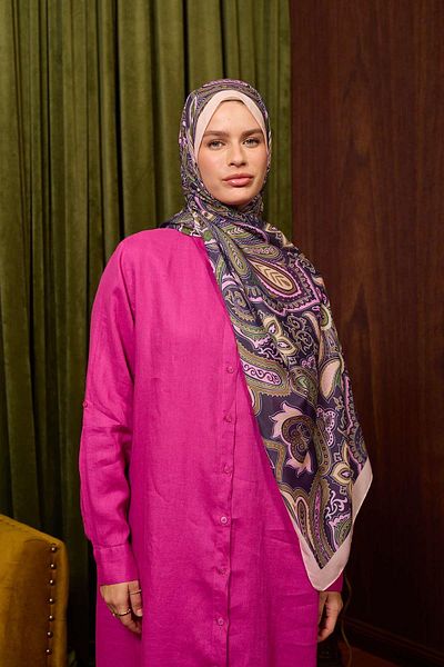 İpekhan Marrakech Collection Soft Shawl Eggplant Purple Powder 3048-17