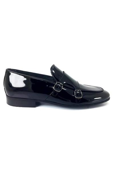 Fosco 2575 Model Men's Genuine Leather Black Patent Leather Classic Shoes