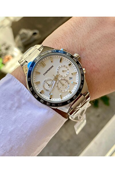 Chaperone Çelik gümüş rengi su geçirmez erkek kol saati +bileklik hediye