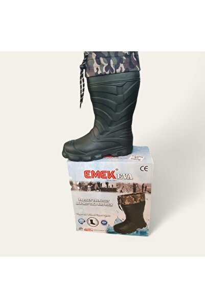 Emek Erkek Haki İçi Çoraplı Ultra Hafif Yağmur Çizmesi