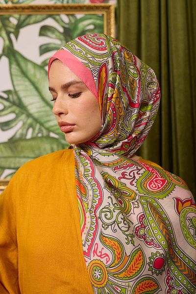 İpekhan Marrakech Collection Μαλακό Σάλι Απαλό Ροζ Πράσινο 3048-12