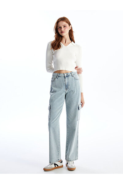 LC Waikiki Γυναικείο τζιν παντελόνι Cargo XSIDE Straight Fit