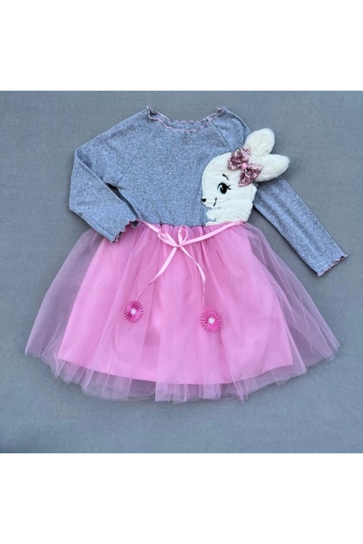 Narnuga Mi̇rayli̇fe 5-6-7 Years Old Plush Rabbit Patterned Ribbon Belted Line...