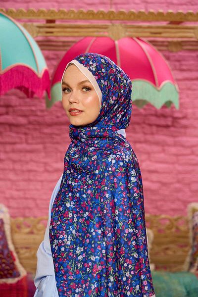 İpekhan Marrakech Collection Soft Shawl Navy Blue Red 3046-11