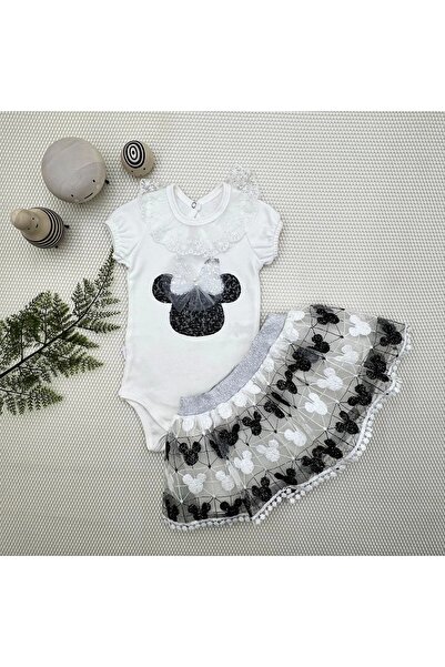 Narnuga Mi̇rayli̇fe 1-2-3 Years Old Sequined Mickey Embroidered Short Sleeve ...