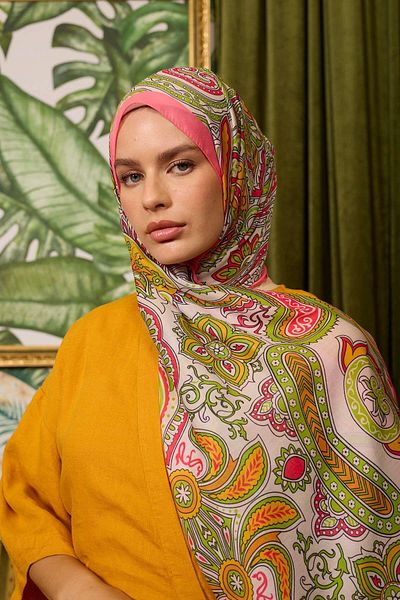 İpekhan Marrakech Collection Μαλακό Σάλι Απαλό Ροζ Πράσινο 3048-12