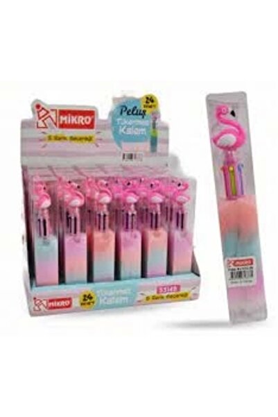 Mikro Pink Colored Flamingo Plush Ballpoint Pen
