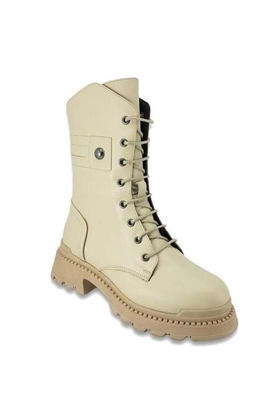 ALBİNİ Albini 100024 Genuine Leather Casual Boots-Beige