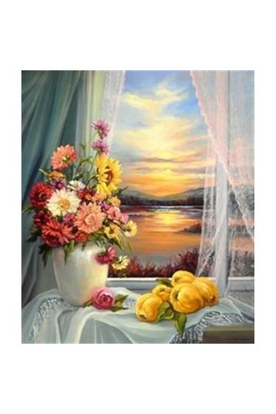 pixartsanat Sunset on the Window Pixart Art Diamond Mosaic Painting Diamond Turkey 48*56
