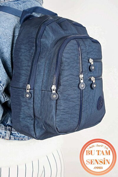 Bu Tam Sensin Lacivert Kadın Su Geçirmez Krinkıl Kumaşlı Fermuarlı 5 Bölmeli ...