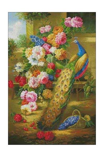 pixartsanat Flowers And Peacock Pixart Art Diamond Mosaic Painting Daimond Turkey 45*68