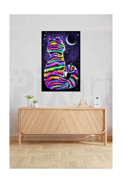 pixartsanat Night Cat Pixart Art Diamond Musical Painting Daimond Turkey 43*63