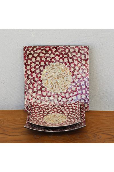 Mylamp Sedefkar Red 3 τεμαχίων φυσικά μαργαριταρένια πιάτα