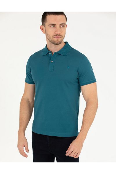Pierre Cardin Μπλουζάκι Polo Neck Green Slim Fit Mercerized - 50262665-VR055