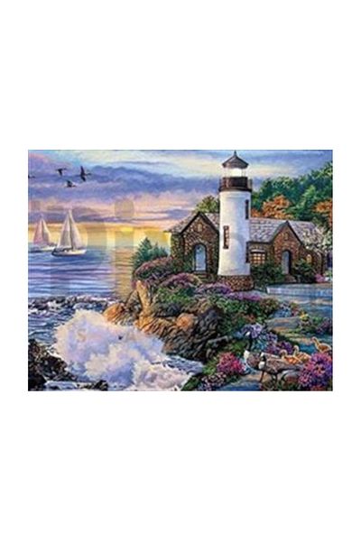 pixartsanat Stone Lantern Next to the House PixArt Art Diamond Mosaic Painting Diamond Türkiye 56*43