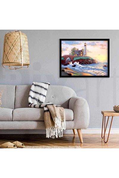 pixartsanat Seaside Sunset 40*30 PixArt Art Diamond Mosaic Painting Diamond Turkey