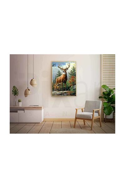 pixartsanat Pixart Art Deer Patterned Diamond Mosaic Painting - Daimond Türkiye 37*57