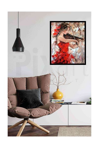 pixartsanat Woman Playing a Violin Pixart Art Diamond Mosaic Painting Diamond Turkey 40*50