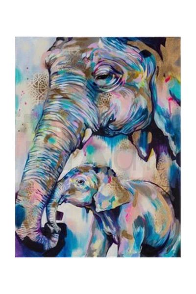 pixartsanat Elephant Feeding Her Baby Pixart Art Diamond Mosaic Painting Diamond Turkey 53*71