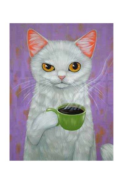 pixartsanat Coffee Crazy Cat Pixart Art Diamond Mosic Painting Daimond Türkiye 43*55