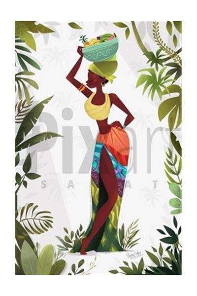 pixartsanat Colorful African Woman Pixart Art Diamond Mosaic Painting Diamond Turkey 38*58