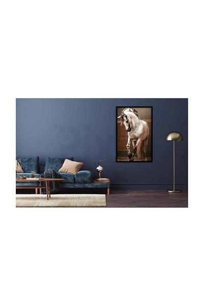 pixartsanat Beautiful White Horse with Mane Pixart Art Diamond Mosaic Painting Diamond Turkey 34*52