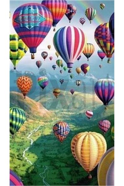 pixartsanat Flying Balloon Landscape Pixart Art Diamond Mosaic Painting Diamond Turkey 30*56