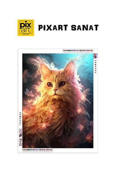 pixartsanat Cute Cat 30x40 PixArt Art Diamond Mosaic Painting Diamond Turkey