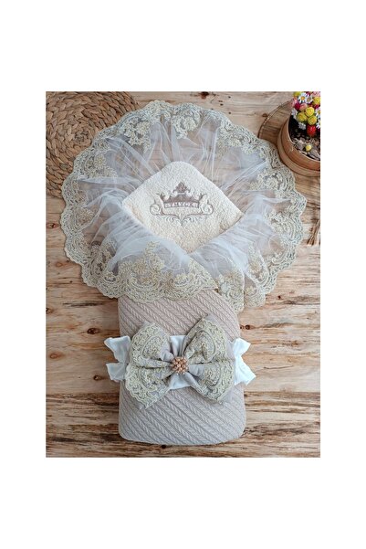 Narnuga بطانية أطفال من MİRAYLIFE لحديثي الولادة بتطريز تاج خروف مزينة بفيونك...