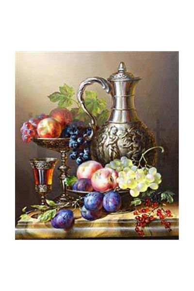 pixartsanat Silver Set And Fruits Pixart Art Diamond Mosaic Painting Diamond Türkiye 58*66