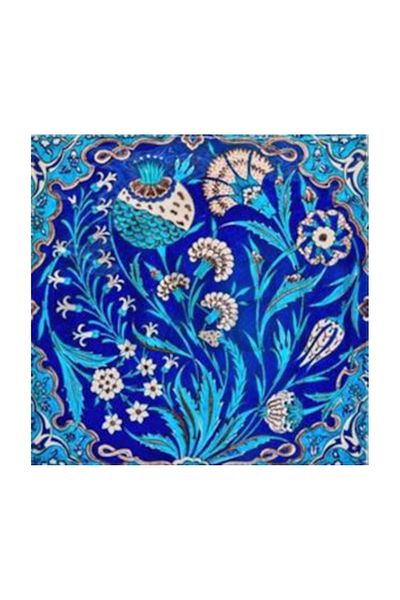 pixartsanat Blue Tile Pattern Pixart Art Diamond Mosaic Painting Diamond Türkiye 38*38