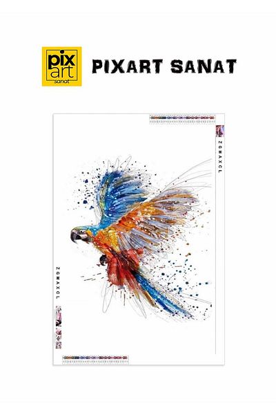 pixartsanat Colorful Parrot 50x50 PixArt Art Diamond Mosaic Painting Diamond Turkey