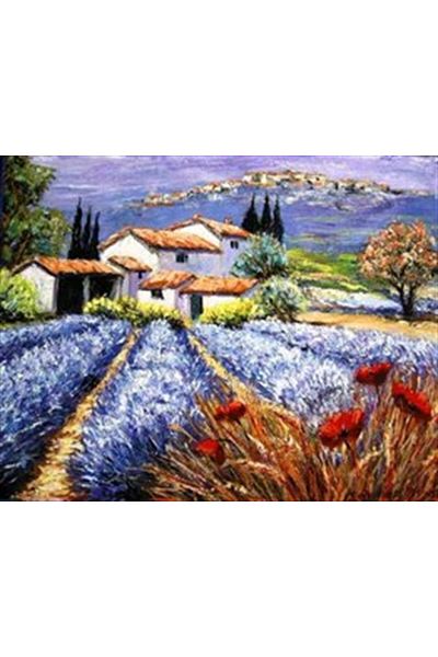 pixartsanat Blue Flower Field Pixart Art Diamond Mosaic Painting Diamond Turkey 76*51