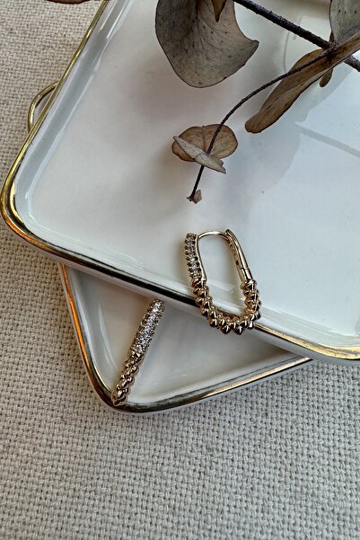 Generic Brand Six-Point Steel Earrings with Stones on Top