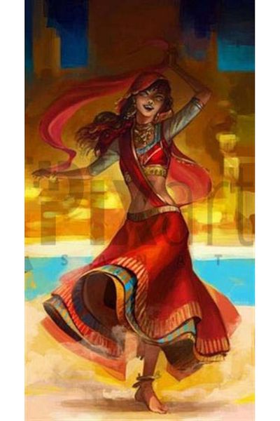 pixartsanat Indian Dancing Girl Pixart Art Diamond Mosaic Painting Diamond Turkey 38*71